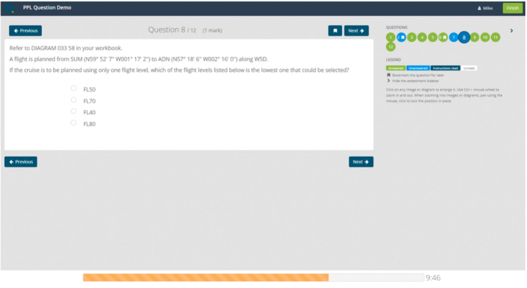 Screenshot of a sample exam question